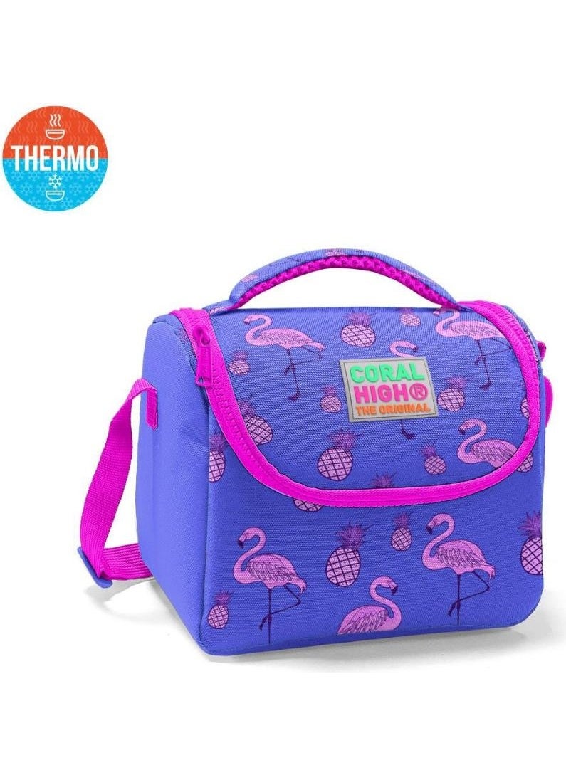CORAL HIGH Kids Pink Lavender Flamingo Patterned Thermo Lunchbox 11805  - Image 1
