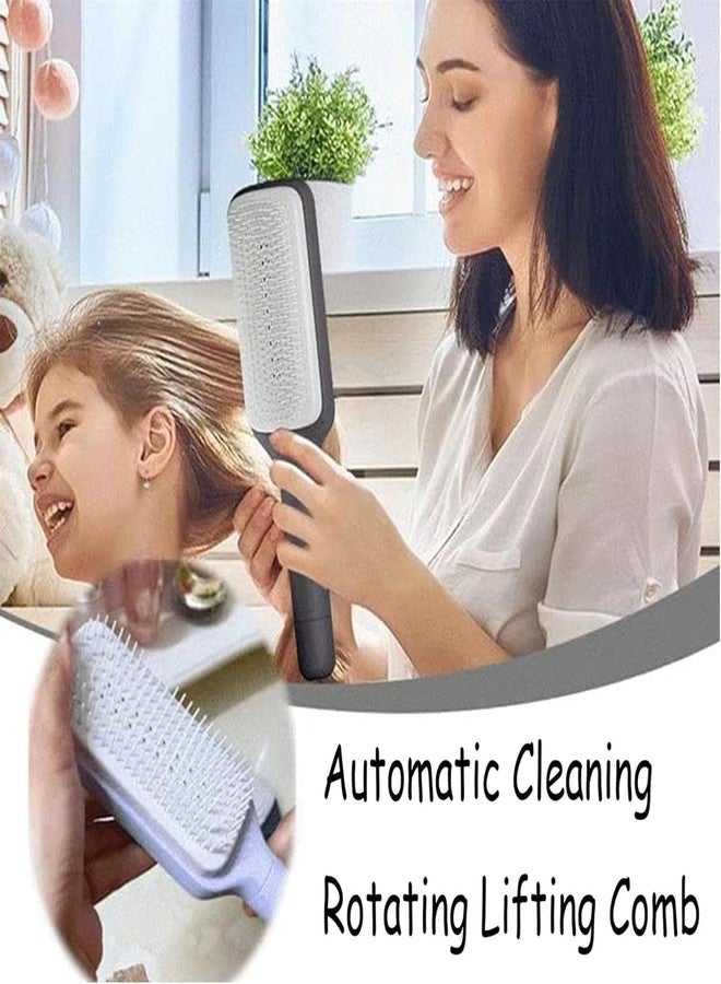 Doville 1pcs Automatic Cleaning Rotating Lifting Comb, 4 in 1 Self Cleaning Hair Brush, Self-Cleaning Anti-Static Massage Comb for Women, All Hair Types, Unisex, Multicolor - Image 2