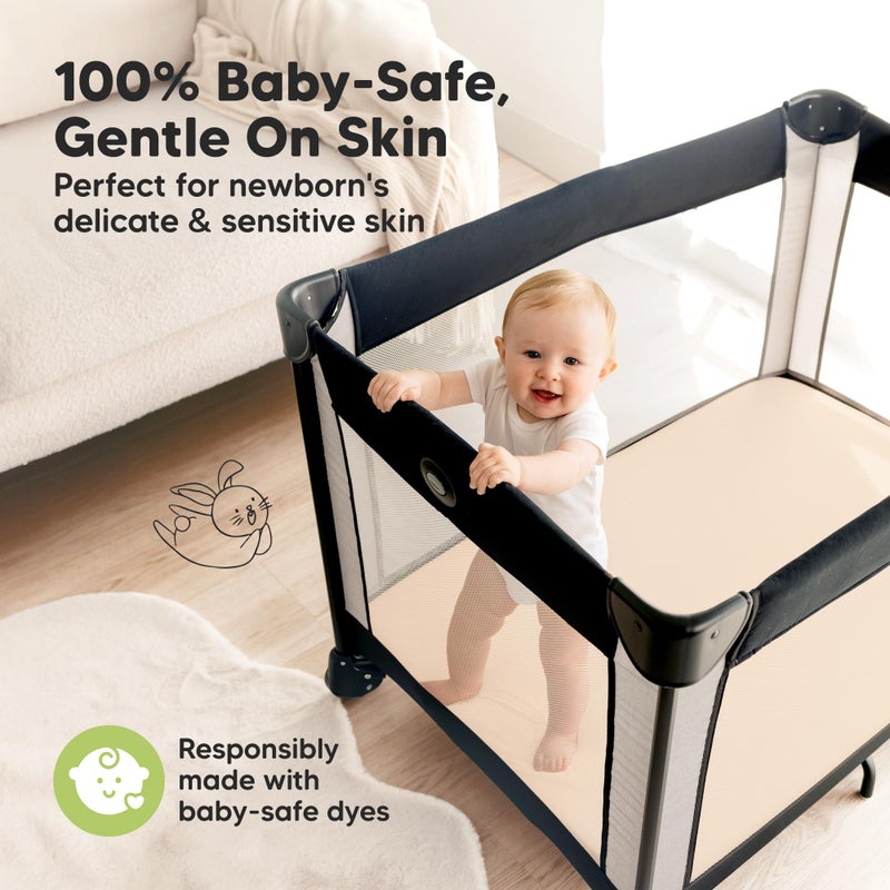 KeaBabies Pack and Play Sheets Fitted - 2-Pack Mini Crib Sheets for Pack N Play Mattress 38x26, Soft & Cozy, Neutral Toddler Playard Bedding, Snug Fitted Mini Baby Crib Mattress Cover Boy, Girl (Cameo) - Image 4