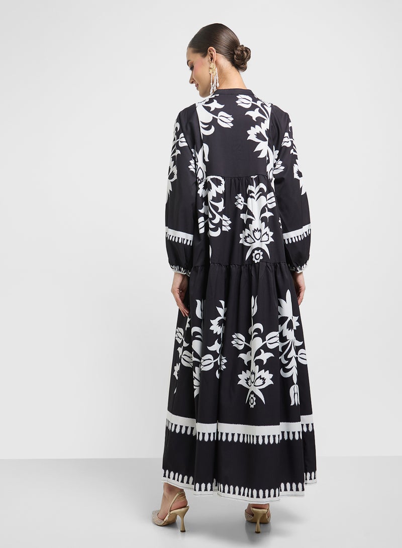 خزانة فستان ماكسي بطبعة زهور - Image 2