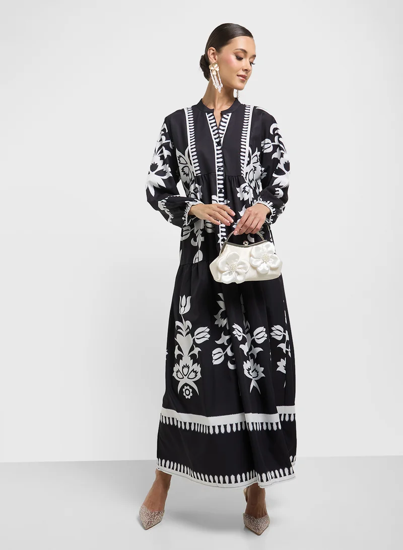 Khizana Floral Print Maxi Dress