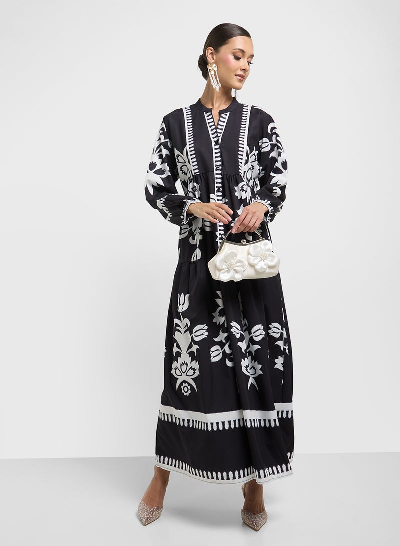 خزانة فستان ماكسي بطبعة زهور - Image 4