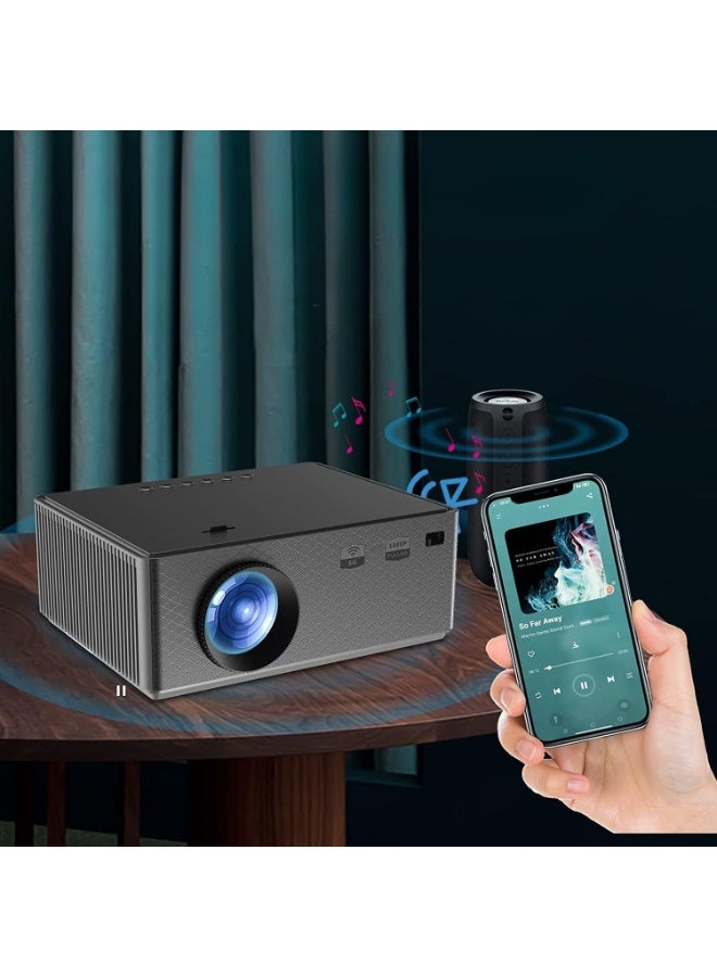 جهاز عرض ميني 5G واي فاي وبلوتوث – دقة 1080P، يدعم 4K، إضاءة 8500 لومن، سينما منزلية محمولة، متوافق مع اللابتوب والموبايل والتلفزيون – أسود - Image 4