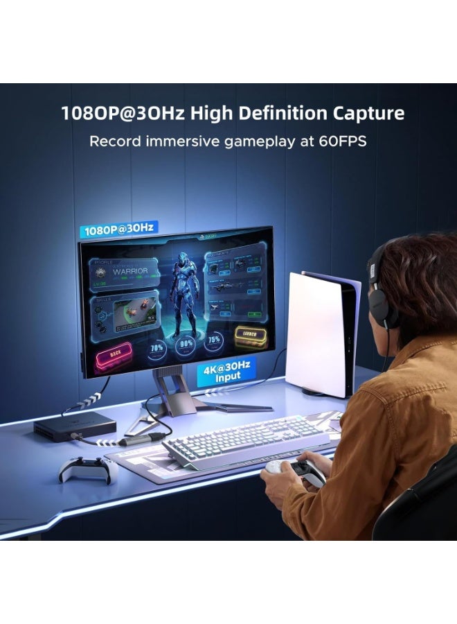 VKL بطاقة التقاط الفيديو، بطاقة التقاط HDMI إلى USB للبث، جهاز التقاط فيديو بدقة 1080P 60fps لتسجيل الألعاب، متوافق مع ويندوز، كويست 3، سويتش، OBS، PS4/PS5 - Image 4