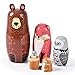 Tngan Russian Nesting Dolls 5 Pcs 6 Tall Animal Nesting Easter Eggs Toys Stacking Wooden Handmade Matryoshka Dolls for Kids Toddlers Birthday or Home Decoration Gift Bear - Image 3