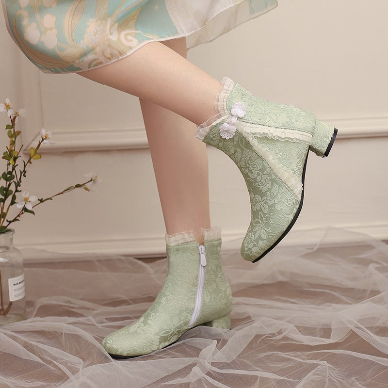 In The Winter Of 2024, Supply Of Low-Heeled Chinese-Style Plate Buckle 28-43 Size Jacquard Low-Barrel Women'S Boots Tide - Image 5