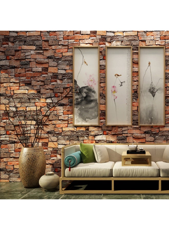 Anna Retro Decorative Brick Wall Background PVC Self-Adhesive Wallpaper - Image 2