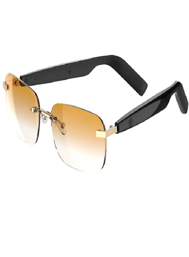 SG25 Smart Audio Glasses with Touch Control, Bluetooth Wireless Connection, Built-in Microphone, HD Sound Quality, Long Battery Life, Type-C Charging, for Music, Calls & Voice Assistant – Lightweight Stylish Frames , Gradiant Brown Lens - Image 1