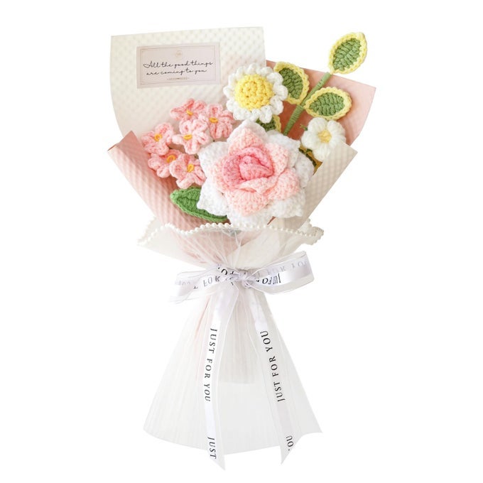 HANDMADE CROCHET ROSE DAISY AS A GIFT FOR LOVER FAMILYFRIENDS CROCHET BOUQUET CROCHETED YARN FLOWERS ARTIFICIAL FLOWER FINISHED BOUQUET
