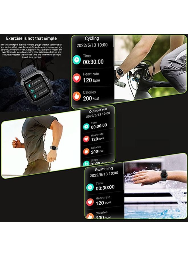 Arabest Smart Watches for Men with Bluetooth Call (Answer/Make Call),New Fitness Tracker, Ip68 Waterproof Military Smart Watches with Heart Rate, Blood Oxygen and Sleep Monitor (Black)  - Image 4