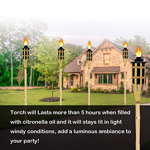 Nonley 12oz Torch Replacement Canisters - 4 Pack Bamboo Torch Fuel Canister Torches Cans With Wicks and Covers, Refillable Metal Tabletop Lantern For Garden, Patio, Luau Party - Image 5