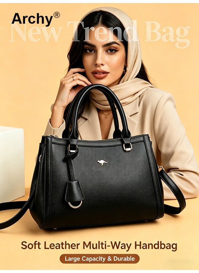 Archy Women's Elegant PU Leather Tote Bag, Large Capacity Shoulder Crossbody Handbag Premium PU leather Classic stylish Versatile - Image 2