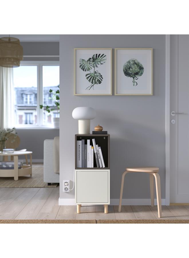 Zaboon Cabinet combination with legs, white dark grey/wood, 35x35x80 cm - Image 3
