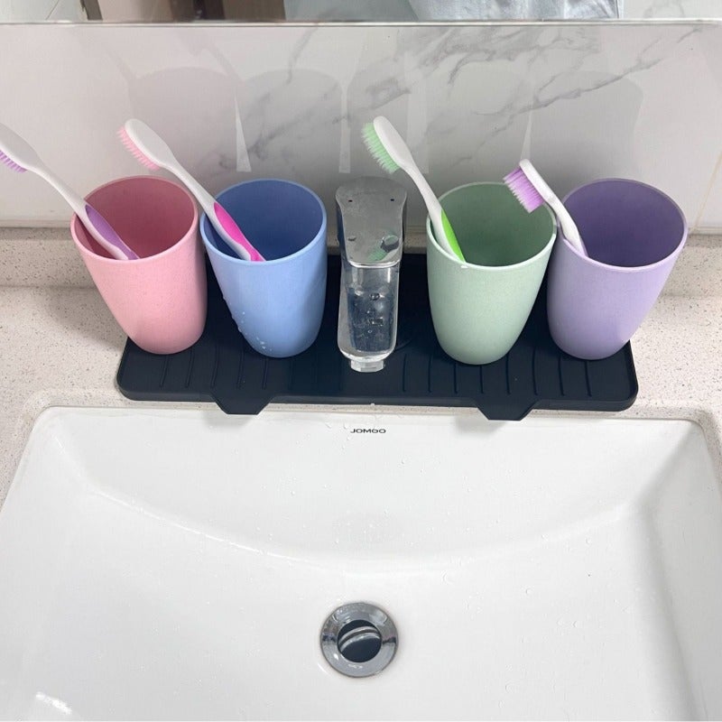 Factory direct food grade silicone drain mat kitchen bathroom faucet splash sink mat strip foldable(Black Medium-M) - Image 4