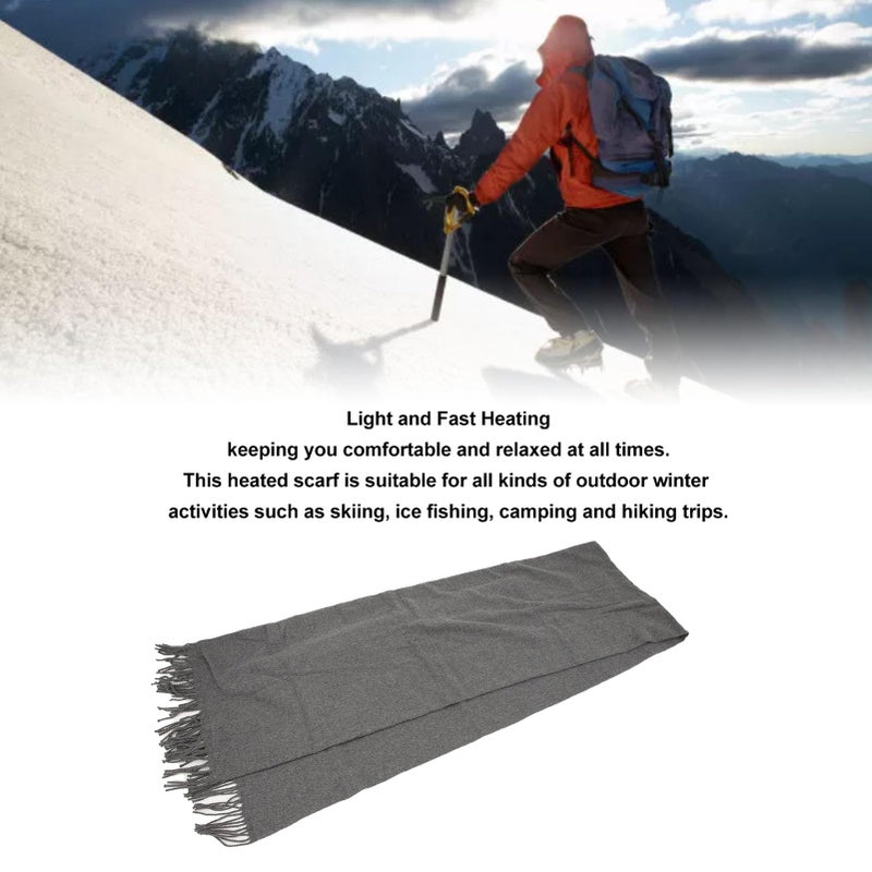 Heated Scarf with 3 Temperature Settings Zipper Pocket Fleece Neck Gaiter for Indoor Outdoor Gray - Image 5