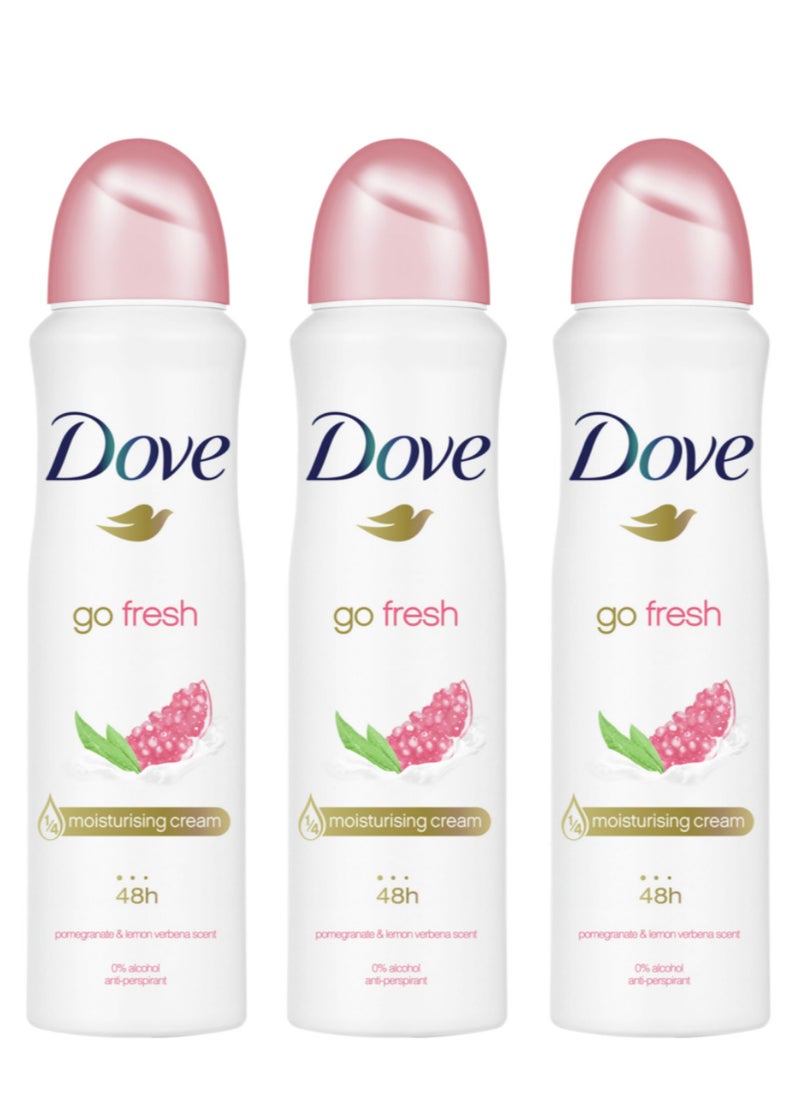 Dove Pack Of 3 Dove Go Fresh Anti Transparent with Pomegranate Spray 150  - Image 1