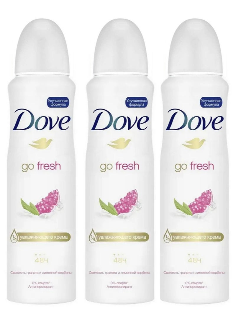 Dove Pack Of 3 Dove Go Fresh Anti Transparent with Pomegranate Spray 150  - Image 2