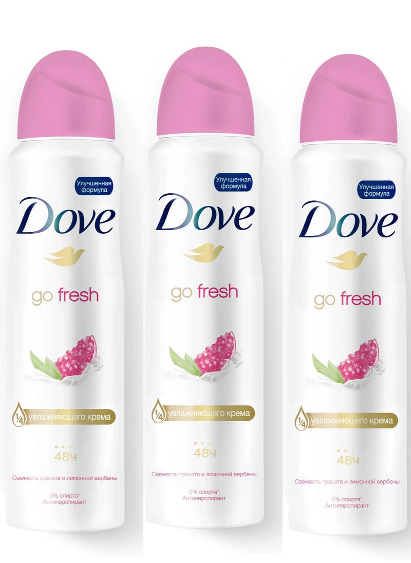 Dove Pack Of 3 Dove Go Fresh Anti Transparent with Pomegranate Spray 150  - Image 3