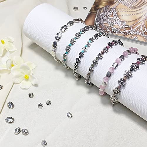 Heather's CF Tibetan Silver Spacer Beads - 240pcs Set for Adults' Jewelry Making - Flat, Small Seed Beads for Necklaces, Earrings & Bracelets - Image 3