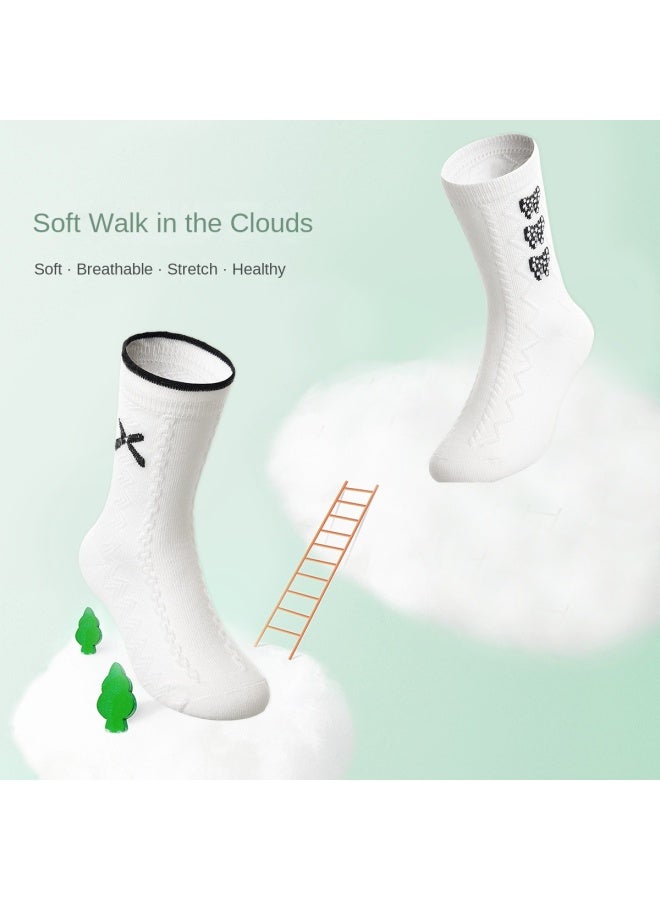 Fenton Sale At Rock-bottom Price [4 Pairs] Sweet Princess Style White Cotton Socks For Kindergarten Girls, Children's Dance Socks - Image 5