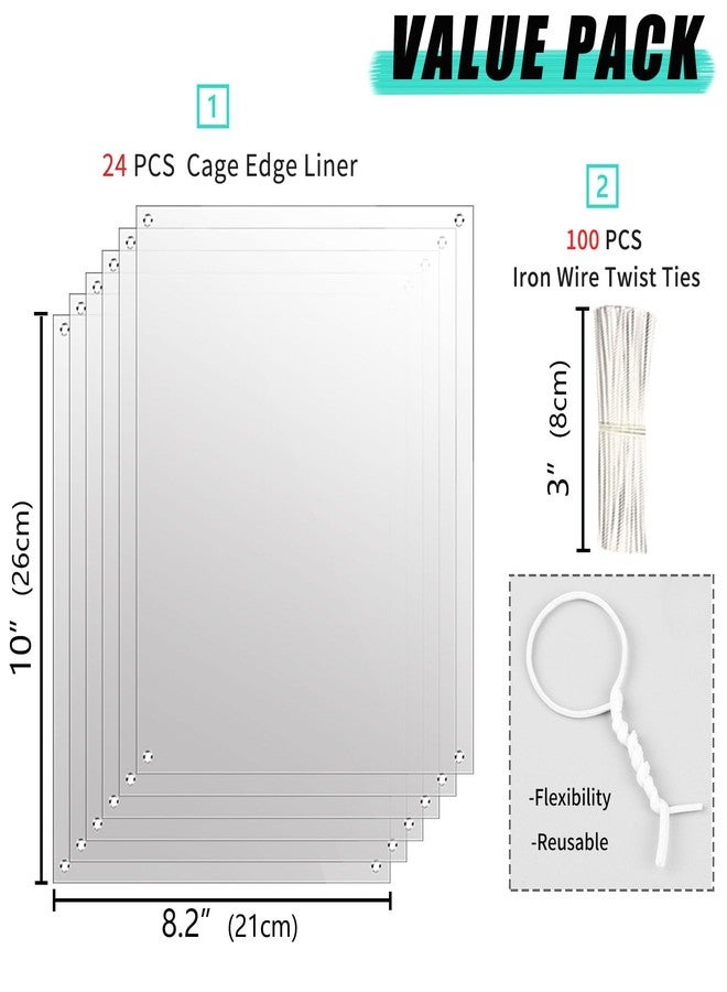 Oncpcare 24 Pack Rabbit Splash Guard, 10'' x 8.2'' Pet Plastic Pee Shields Liner Protection Clear Edge Liner Guinea Pig Side Lining Small Animal Cage Accessories - Image 2