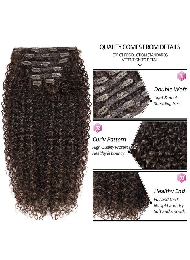 BHF 26 inch Kinky Curly Clip In Hair Extension, Double Weft Full Head Japanese Heat Resistance Fiber 140g Synthetic Hair Extensions For Women 7pieces (#MP4-27-30) - Image 2