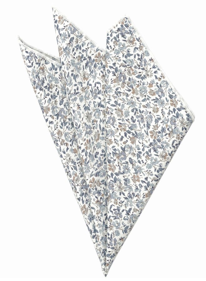 BELLUNO Printed Floral Cotton Pocket Square for Men, Fog Blue - Image 3