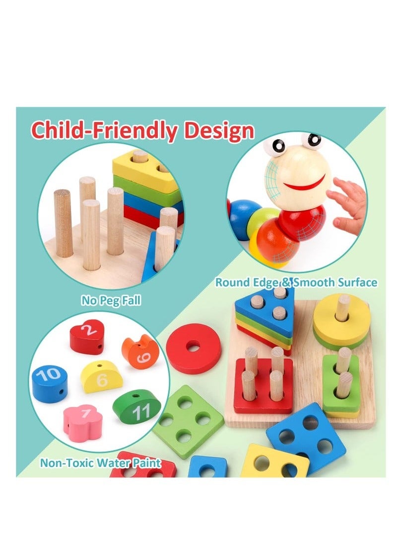 Montessori Toys for 2 Year Old Boys Girls, 6PCS Kids Wooden Toys, Baby 2Toys 2-6 Year Old, Preschool Educational Learning Toy for Kids Ages 2 3 4 5 6+, Birthday Gifts Toddler Learning Toys - Image 2