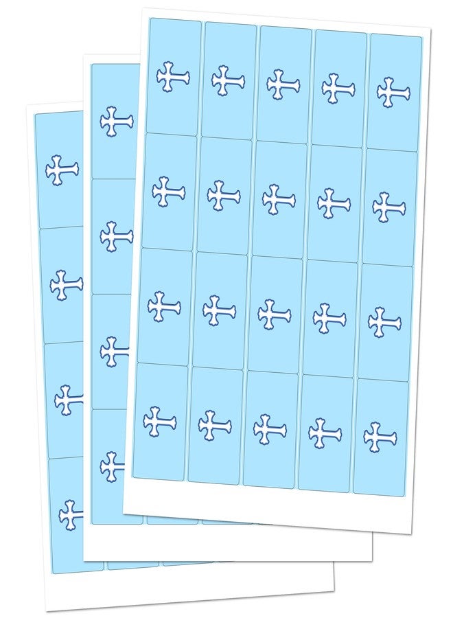 RokAPary 60 Blue Baptism Mini Candy Bar Wrapper, Miniatures Candy Bar Stickers Cross for Christening, Communion, Birthday or Baby Shower Decorations Theme, Made in USA, - Image 4