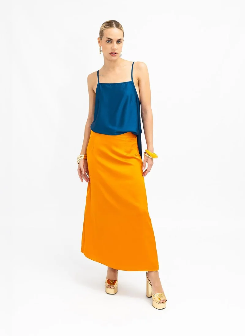 Orange Satin Evelyn Skirt