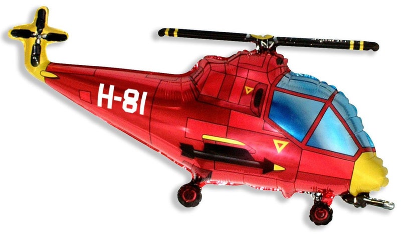 37 Inch Red Helicopter Shaped Foil Balloon CS19 by Flexmetal