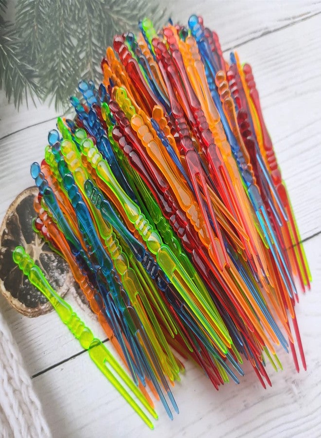 Honkenda 400PCS Disposable Plastic Cocktail Picks Fruit Forks, Mini Cake Forks Sticks Party Supplies, Tasting Appetizer Plates Picks Dessert Forks (Multicolor) - Image 4