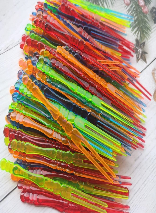 Honkenda 400PCS Disposable Plastic Cocktail Picks Fruit Forks, Mini Cake Forks Sticks Party Supplies, Tasting Appetizer Plates Picks Dessert Forks (Multicolor) - Image 1