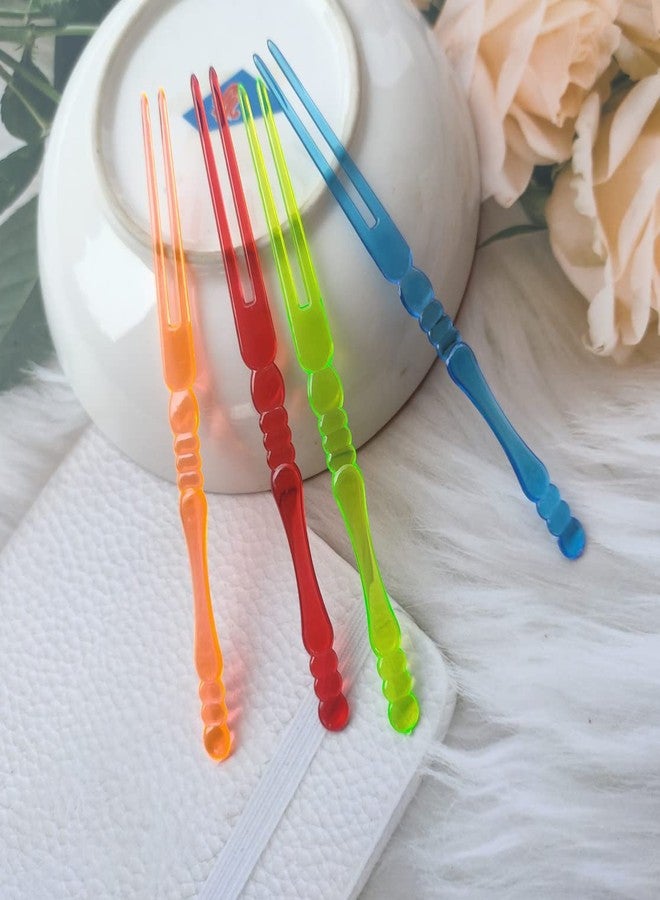 Honkenda 400PCS Disposable Plastic Cocktail Picks Fruit Forks, Mini Cake Forks Sticks Party Supplies, Tasting Appetizer Plates Picks Dessert Forks (Multicolor) - Image 3