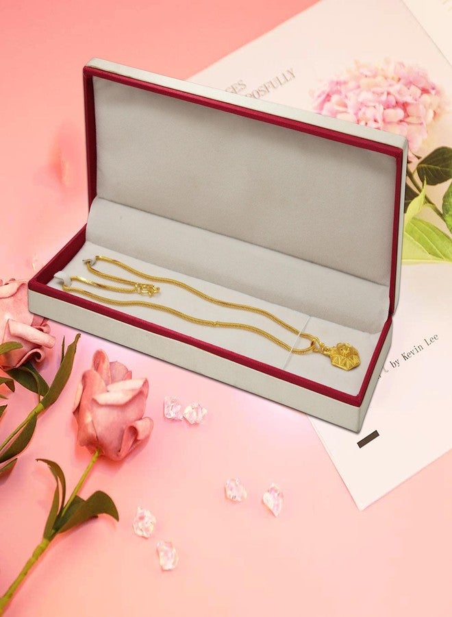 LUCES Satin Long Bracelet Chain Jewellery Organizer Storage Box Necklaces Pendant Holder Gift for Wedding Engagment Valentine's Day Maroon Pack of 1 - Image 5