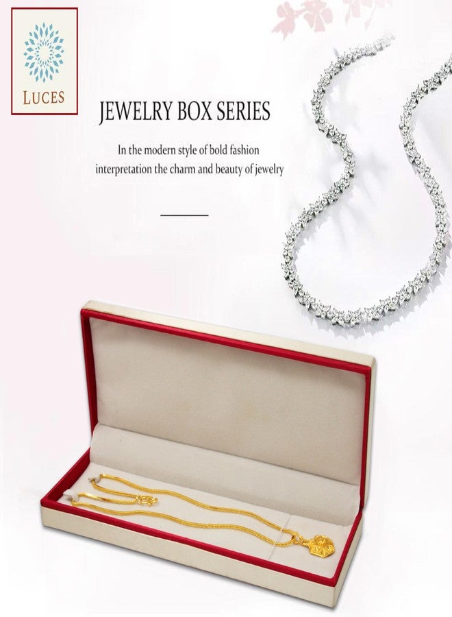 LUCES Satin Long Bracelet Chain Jewellery Organizer Storage Box Necklaces Pendant Holder Gift for Wedding Engagment Valentine's Day Maroon Pack of 1 - Image 3