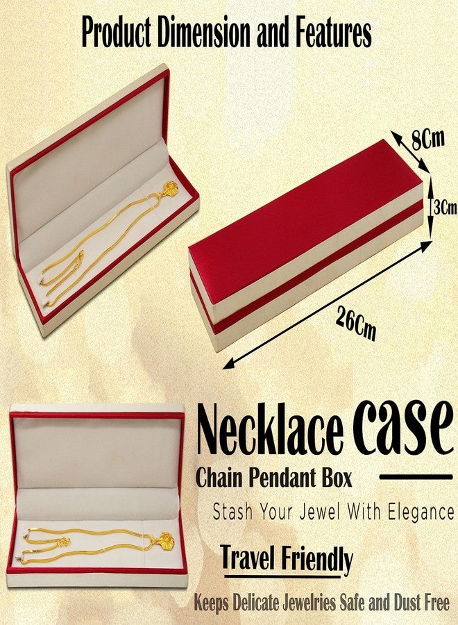 LUCES Satin Long Bracelet Chain Jewellery Organizer Storage Box Necklaces Pendant Holder Gift for Wedding Engagment Valentine's Day Maroon Pack of 1 - Image 4