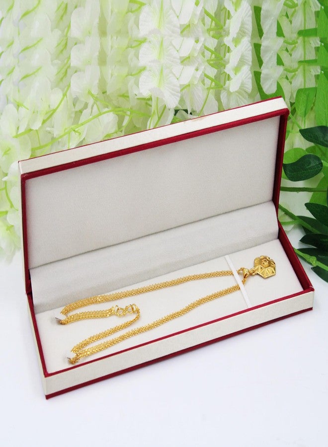 LUCES Satin Long Bracelet Chain Jewellery Organizer Storage Box Necklaces Pendant Holder Gift for Wedding Engagment Valentine's Day Maroon Pack of 1 - Image 2