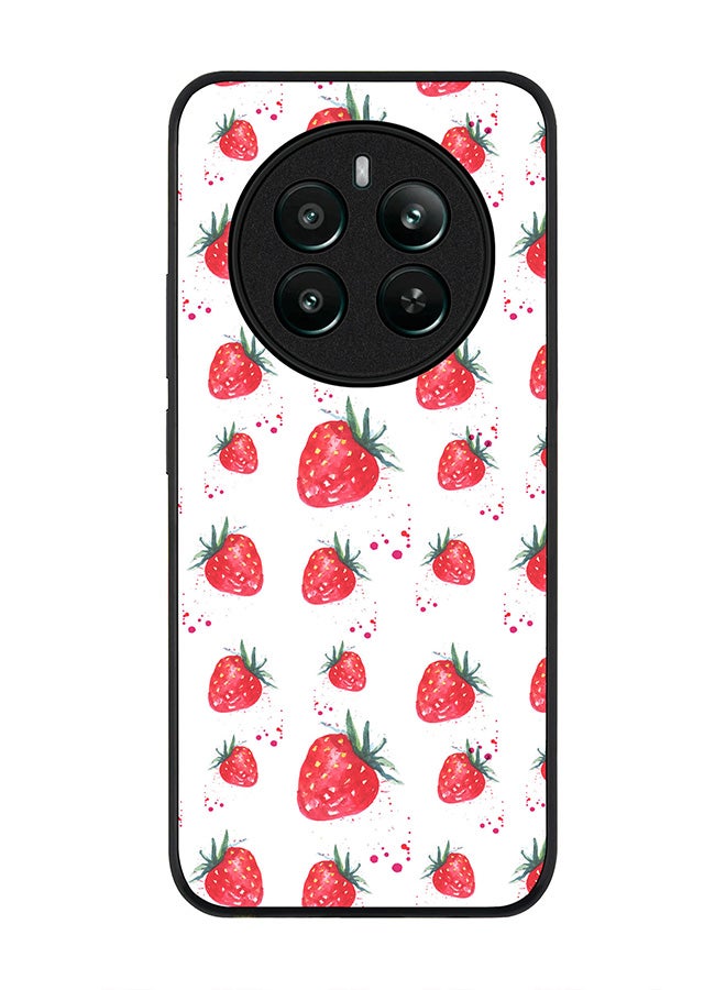 Stylizedd Rugged Black edge case for Realme 12 Plus 5G / Realme 12 4G, Slim fit Soft Case Flexible Anti Drop TPU Gel Thin Cover - Dripping Strawberries - Image 1