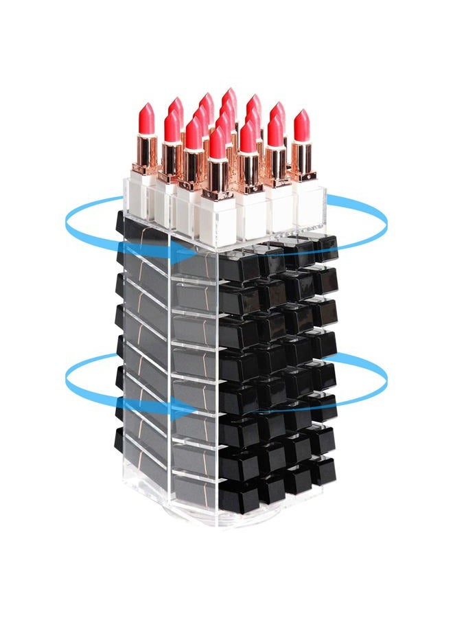 J JACKCUBE DESIGN 360 Rotating Lipstick Clear Acrylic Display Rack Organiser Stand Lazy Susan Makeup Cosmetics Storage Case Box Carousel Stunning Shelf with 80 Compartments – :MK391A - Image 1