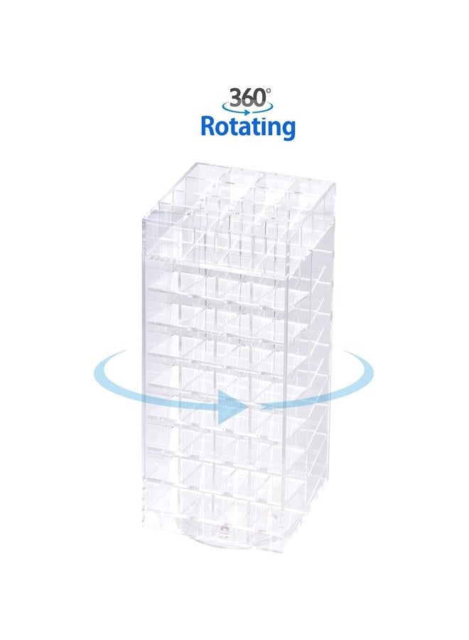 J JACKCUBE DESIGN 360 Rotating Lipstick Clear Acrylic Display Rack Organiser Stand Lazy Susan Makeup Cosmetics Storage Case Box Carousel Stunning Shelf with 80 Compartments – :MK391A - Image 4
