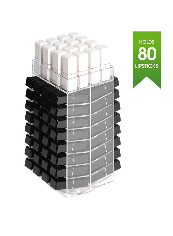 J JACKCUBE DESIGN 360 Rotating Lipstick Clear Acrylic Display Rack Organiser Stand Lazy Susan Makeup Cosmetics Storage Case Box Carousel Stunning Shelf with 80 Compartments – :MK391A - Image 3