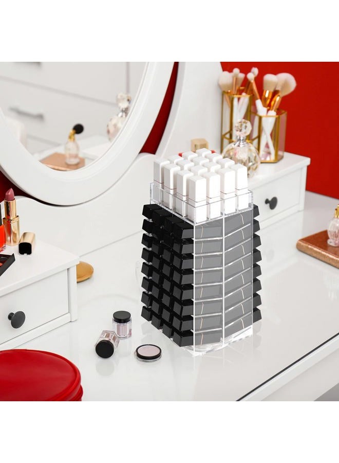 J JACKCUBE DESIGN 360 Rotating Lipstick Clear Acrylic Display Rack Organiser Stand Lazy Susan Makeup Cosmetics Storage Case Box Carousel Stunning Shelf with 80 Compartments – :MK391A - Image 2