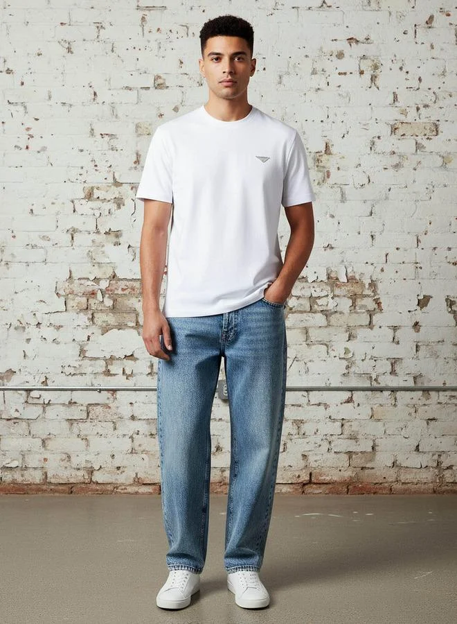 لي كوبر تيشيرت رجالي لي كوبر بقصة عادية وياقة دائرية وأكمام قصيرة بتطريز