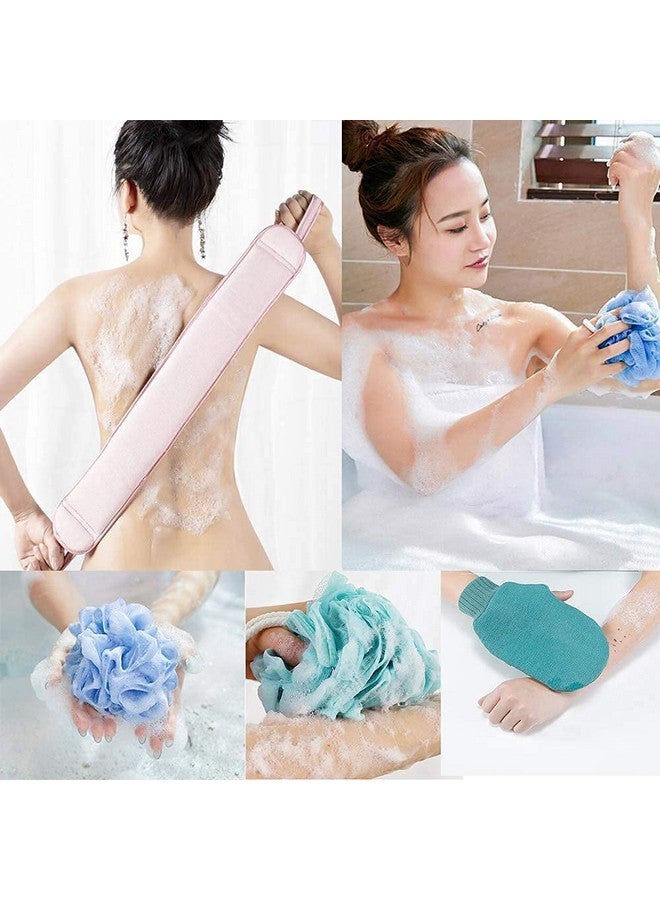 Six Sigma SIXSIGMA 3PCS Bathing Exfoliating Set Back Scrubber,Sponge Loofah Ball,Loofah Glove|Double Side Scrubbing Strap|Dead Skin Remove Body Scrubs for Men Women Skin Deep Cleaning (Random Color) (Pack of 1) - Image 2