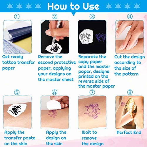 Audab 120 Sheets Tattoo Transfer Paper, Stencil Paper for Tattooing Printer, 8 1/4" x 11 3/4" - Image 5