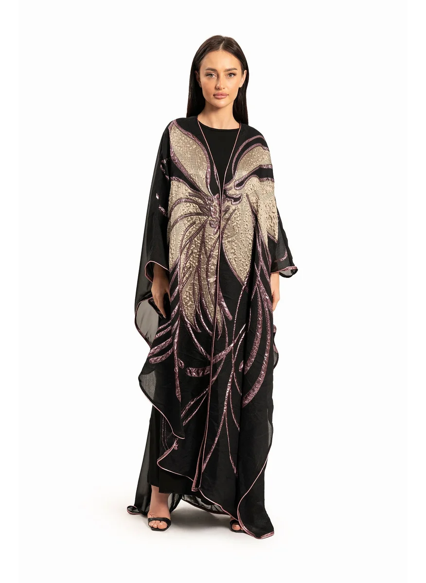 وي كرييت Women Black with Linear Motif Kaftan By WECRE8