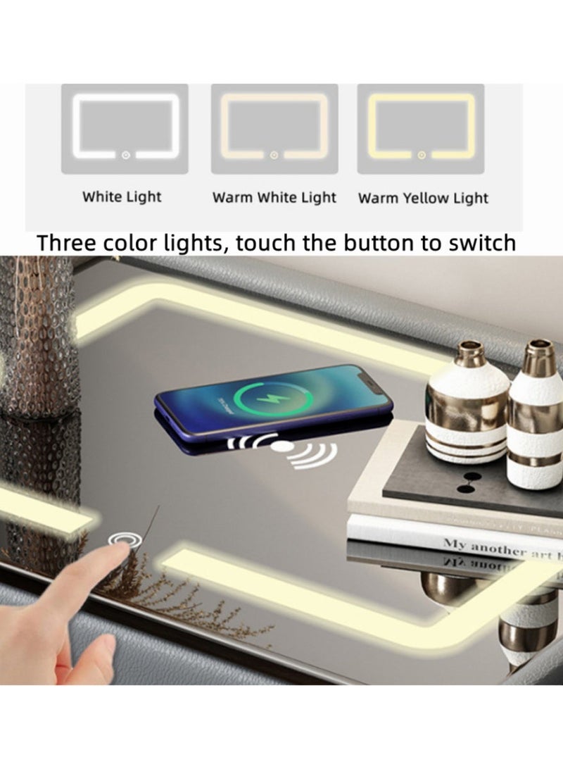 NEWLAN Modern Smart Bedside Table - Space-saving, Double-drawer Bedside Cabinet, Crafted for Comfort, Durability and Contemporary Lifestyle. 50*40*46cm White - Image 4