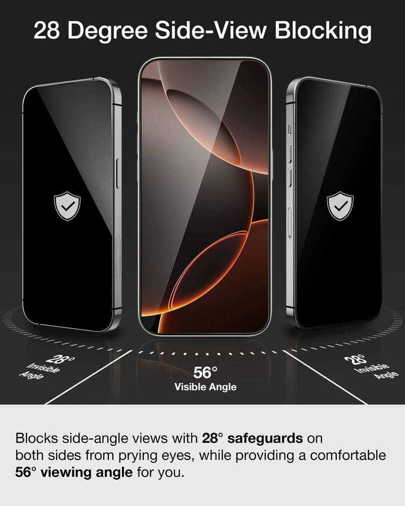 Upcommon UARMOR Privacy Screen Protector for iPhone 17 Pro Max, 9H Tempered Glass with Easy Installation Kit, Full Edge Coverage Fit, 2Pack [ for iPhone 17 Pro Max ] - Image 2