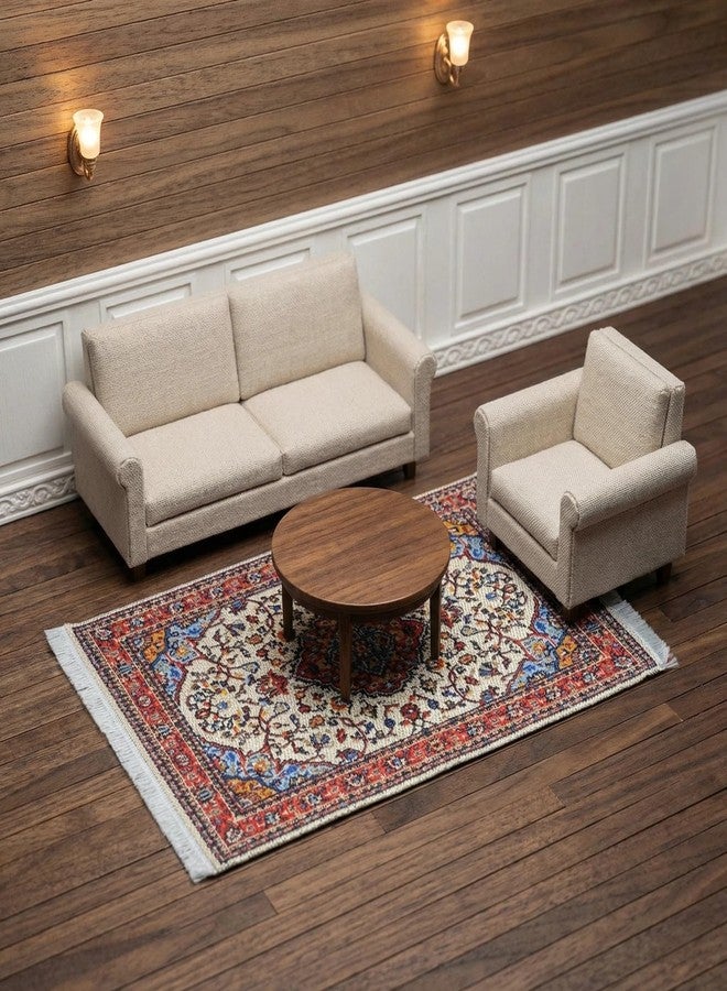 EMiEN 1PCS Exquisite Red Print Dollhouse Rug, DIY Dollhouse Decoration,1/12 Scale,Rectangle 6.7”x 3.9" Size,Carpeting Decor - Image 2